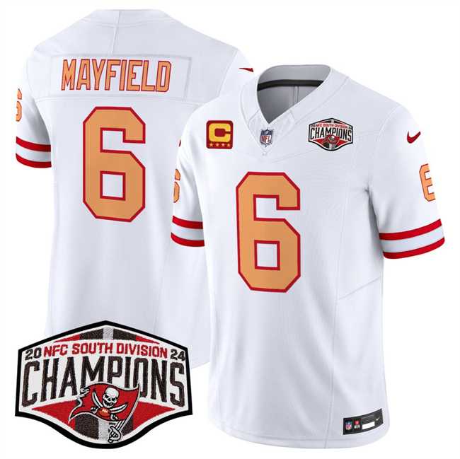 Men%27s Tampa Bay Buccaneers #6 Baker Mayfield White F.U.S.E. 2024 NFC South Champions With 4-Star C Patch Limited Stitched Jersey->san francisco 49ers->NFL Jersey